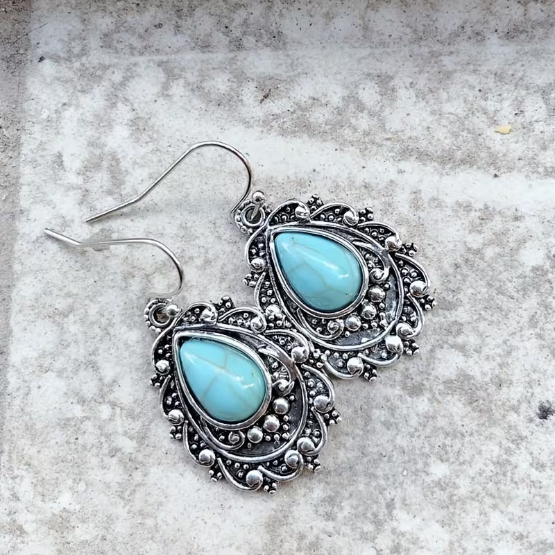 Vintage Turquoise Teardrop Earrings