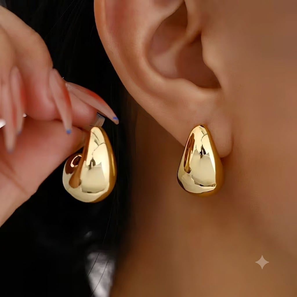 Gold Water Drop Stainless Steel Earrings