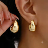 Gold Water Drop Stainless Steel Earrings