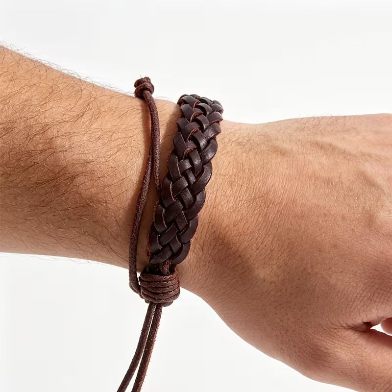 Vintage Braided Faux Leather Bracelet