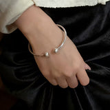 Adjustable Double Ball Open Cuff Bracelet