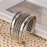 Bohemian Vintage Silver Hollow Open Bangle