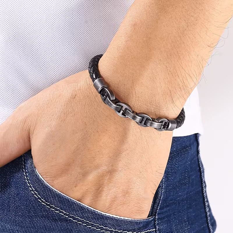 Men's Braided Faux Leather Bracelet