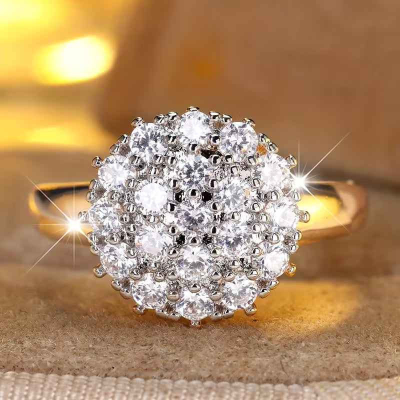 Elegant Sparkling Sphere Statement Ring