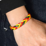 Adjustable Rasta Braided Leather Bracelet