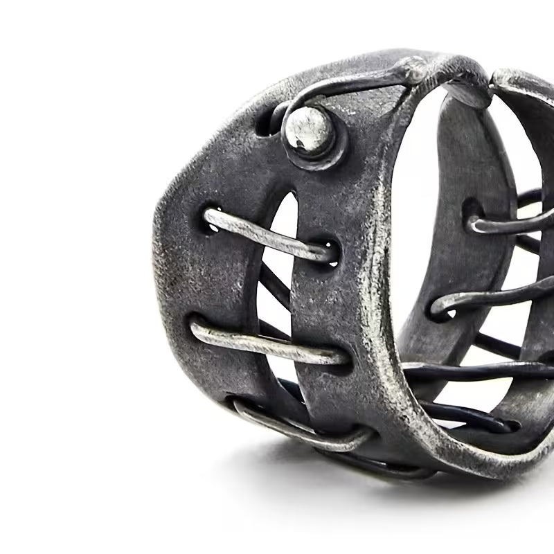 Dark Style Heavy Crafted Tie Ring