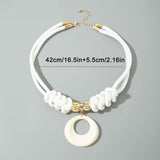 Elegant White Knot Circle Pendant Necklace for Women