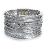 Slim Striped Glitter Wrap Bracelet with Magnetic Clasp