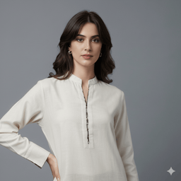 Cream Kurta with Floral Trousers