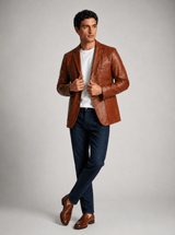 Men's Tan Cowhide Leather Blazer