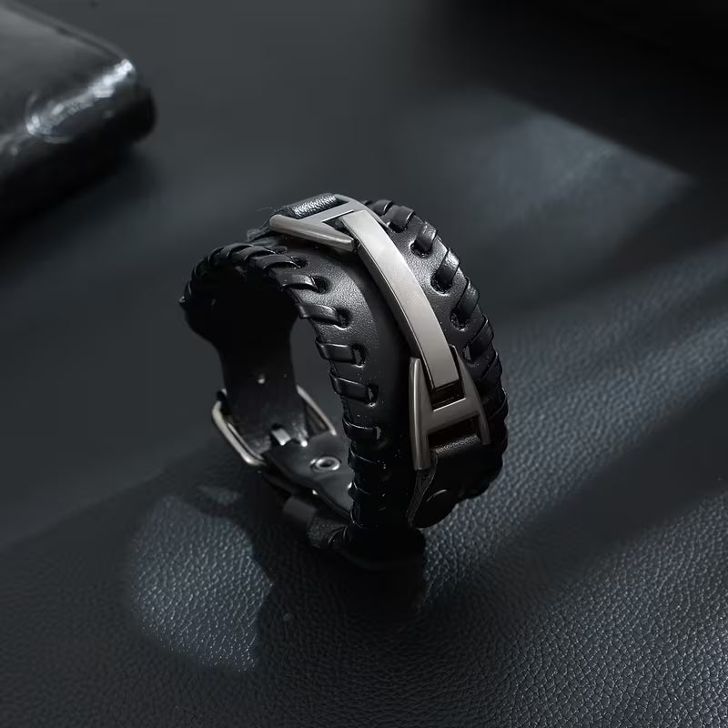 Unisex Faux Leather Buckle Bracelet – Punk Casual Wristband