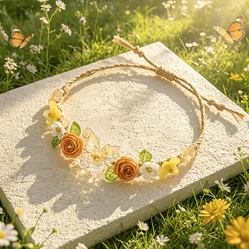 Butterfly & Rose Double-Layer Bracelet