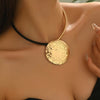Hammered Disc Pendant Necklace –