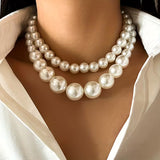 Statement Imitation Pearl Choker Necklace Set