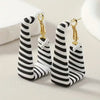 Handmade Retro Classic Black and White Striped Square Ring Earrings