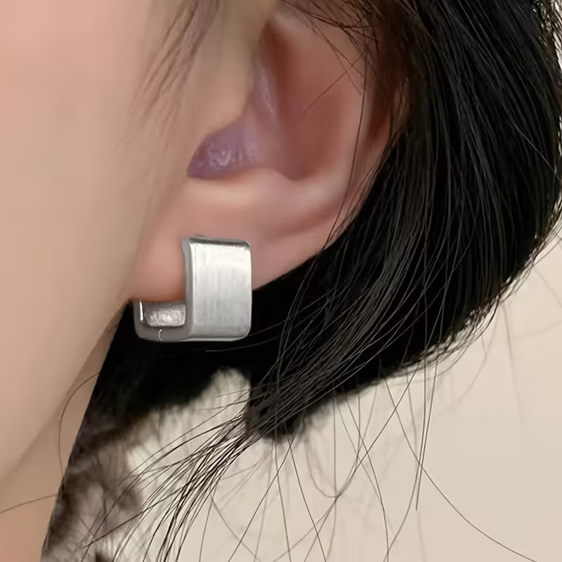 Geometric Square Brushed Design Fashionable Ear Cuffs