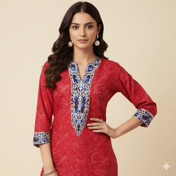 Red Marbled Printed Top