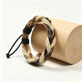 Retro Hemp Rope & Faux Leather Braided Bracelet