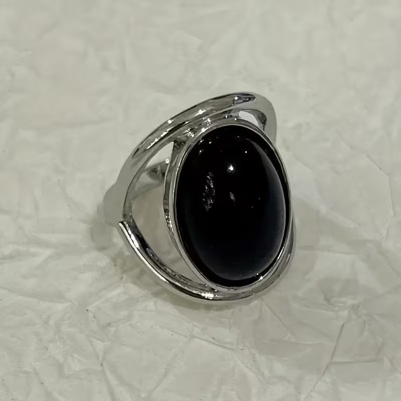Simple Synthetic Gem Inlaid Fashion Ring
