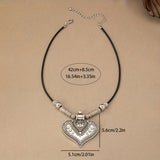 Bohemian Vintage Embossed Heart Pendant Necklace
