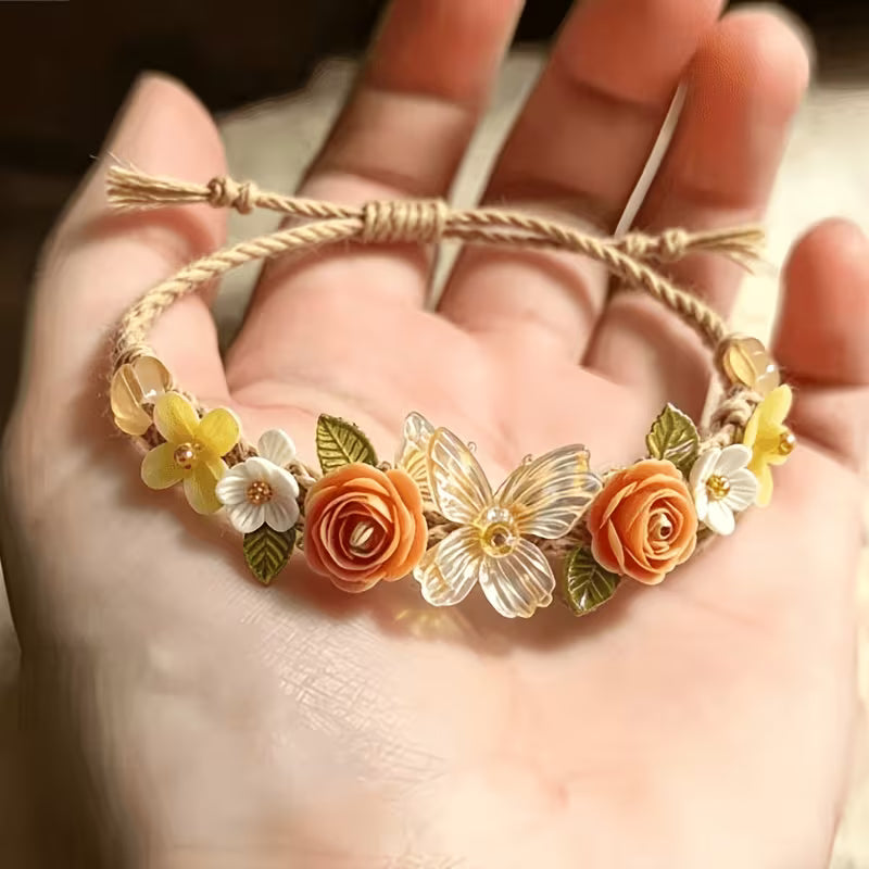 Butterfly & Rose Double-Layer Bracelet