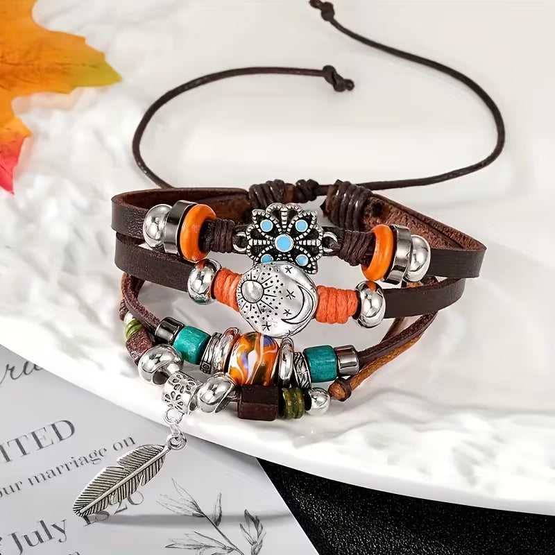 Retro Butterfly Star & Moon Layered Bracelet