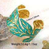 Stainless Steel Enamel Leaf Open Bangle