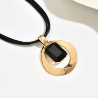 Black Cord Square Pendant Necklace