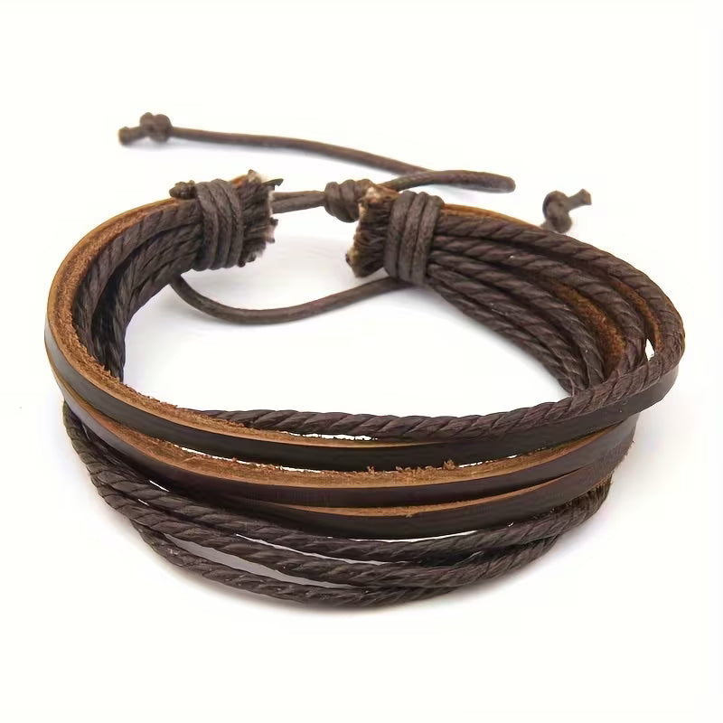 Handwoven Vintage Faux Leather Bracelet