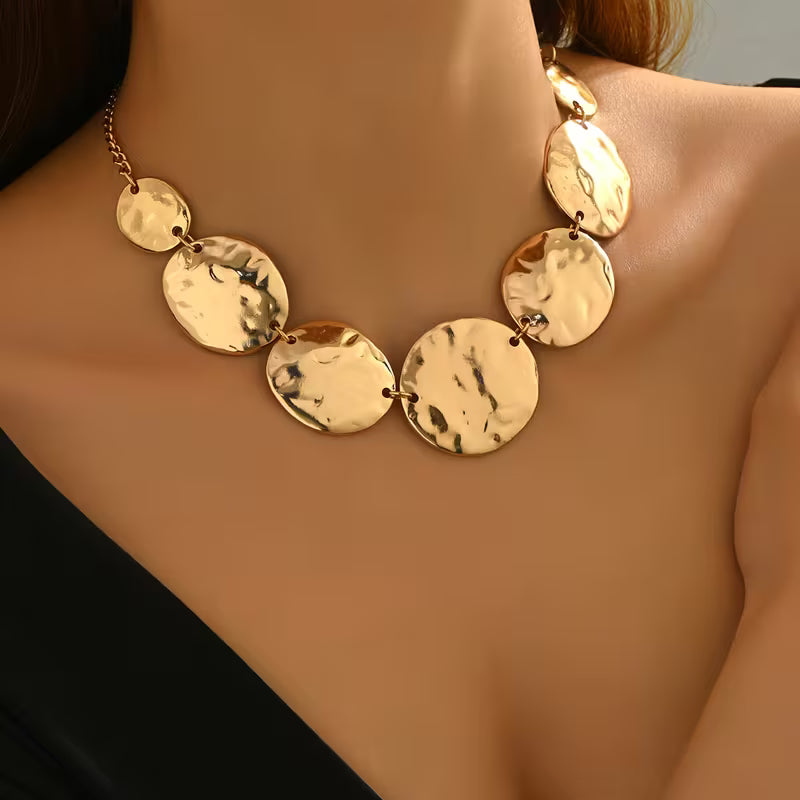 Geometric Gold Bib Statement Necklace