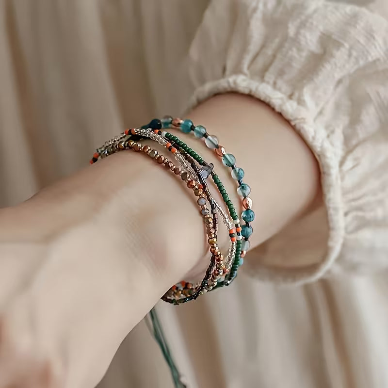 Vintage Boho Colorful Layered Bead Bracelet