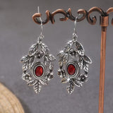Retro Floral Leaf Zircon Earrings