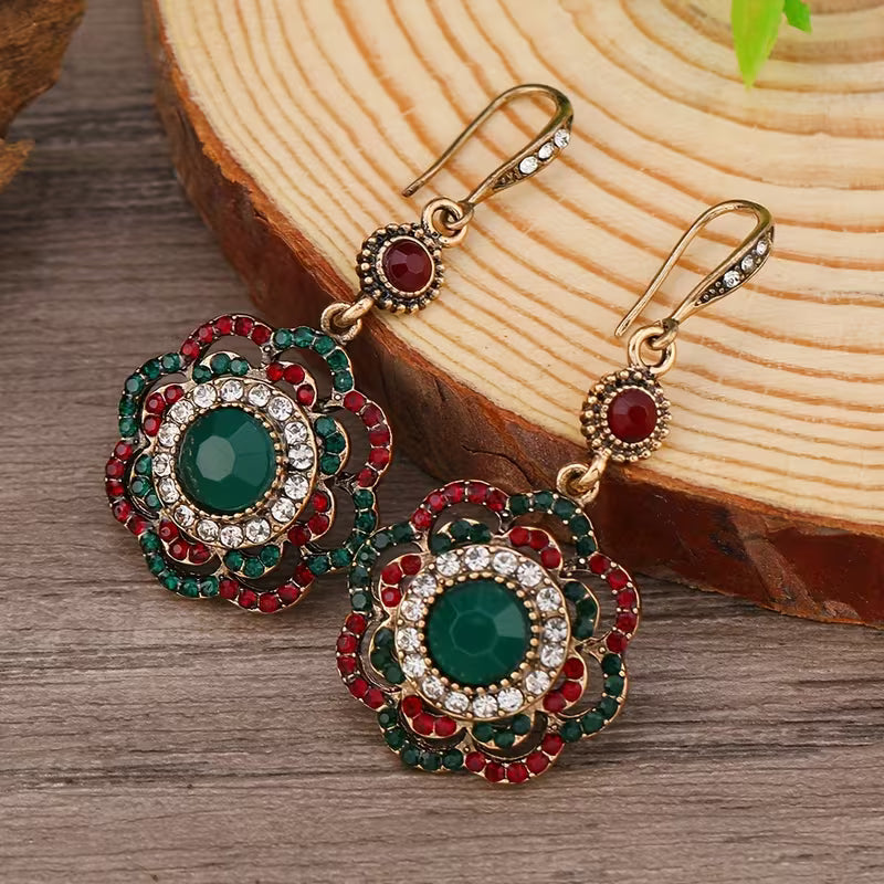Rhinestone Sunflower Drop Earrings