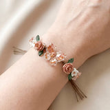Caramel Butterfly Beaded Floral Bracelet