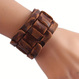Men's Vintage-Inspired Wide Leather Cuff Bracelet