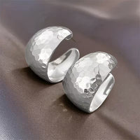 Wide Face Exaggerated Design C Shaped Hoop Earrings