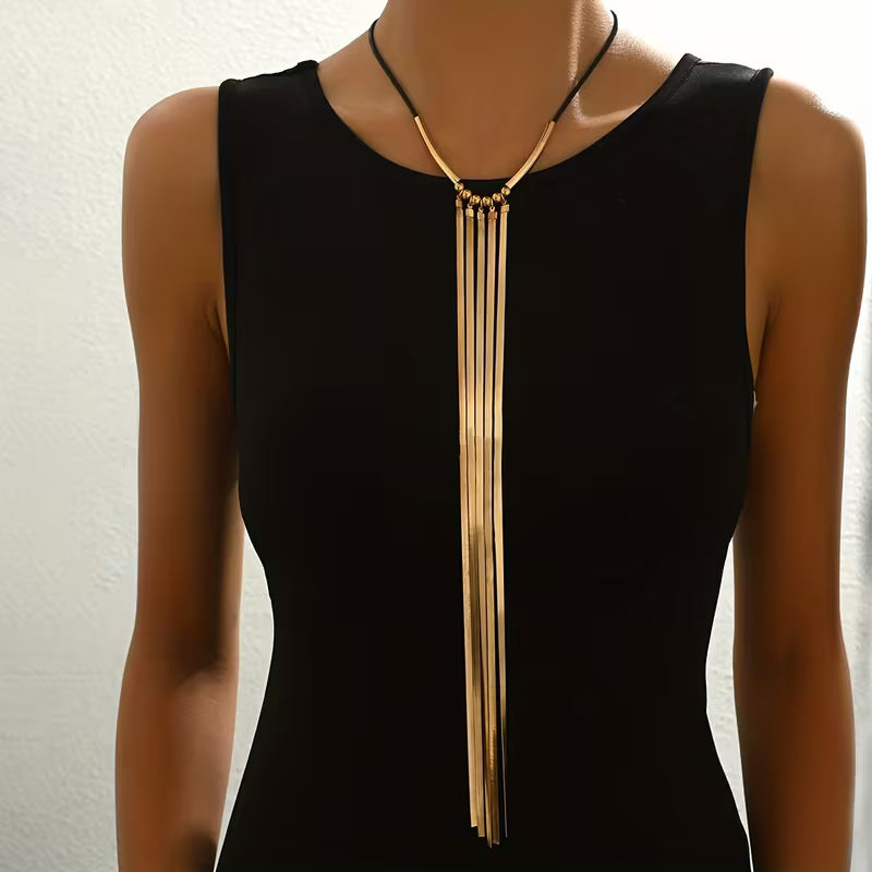 Vintage Y-Shaped Tassel Snake Chain Necklace