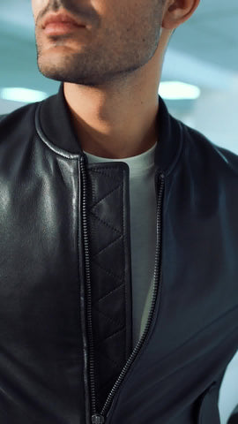 Real Leather Bomber Jacket
