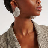 Vintage Geometric Earrings Adorned with Rhinestones