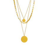 Stainless Steel Triple-Layer Coin Pendant Necklace