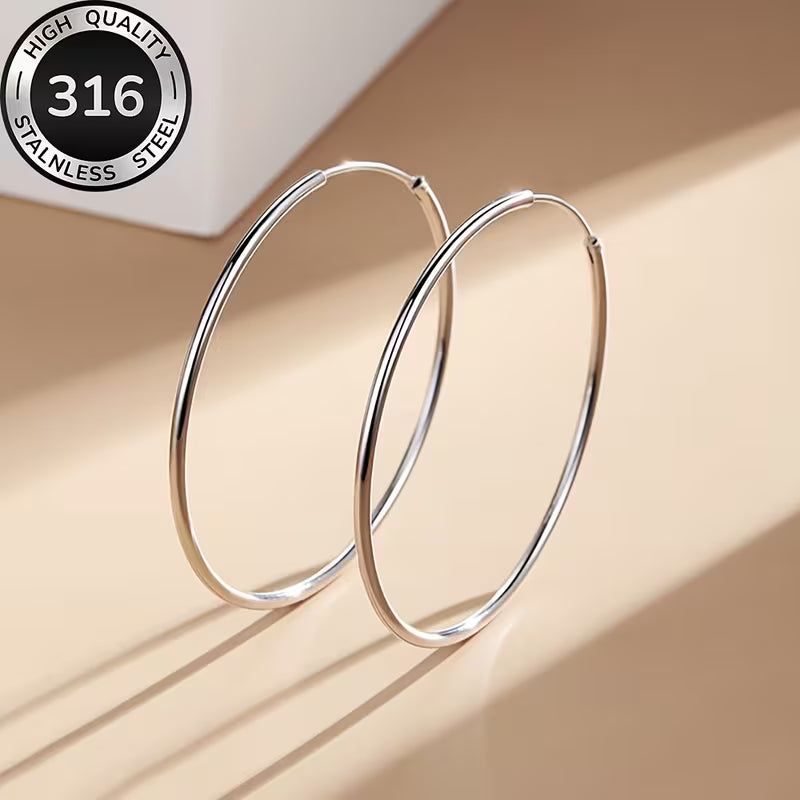 High-Quality 316 Stainless Steel Large Hoop Earrings