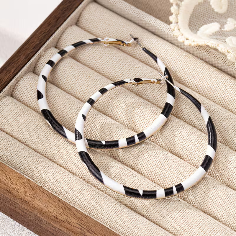 Black & White Zebra Print Hoop Earrings