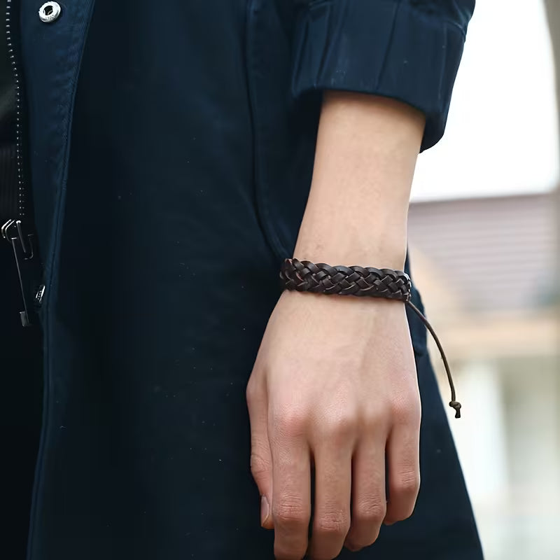 Vintage Braided Faux Leather Bracelet