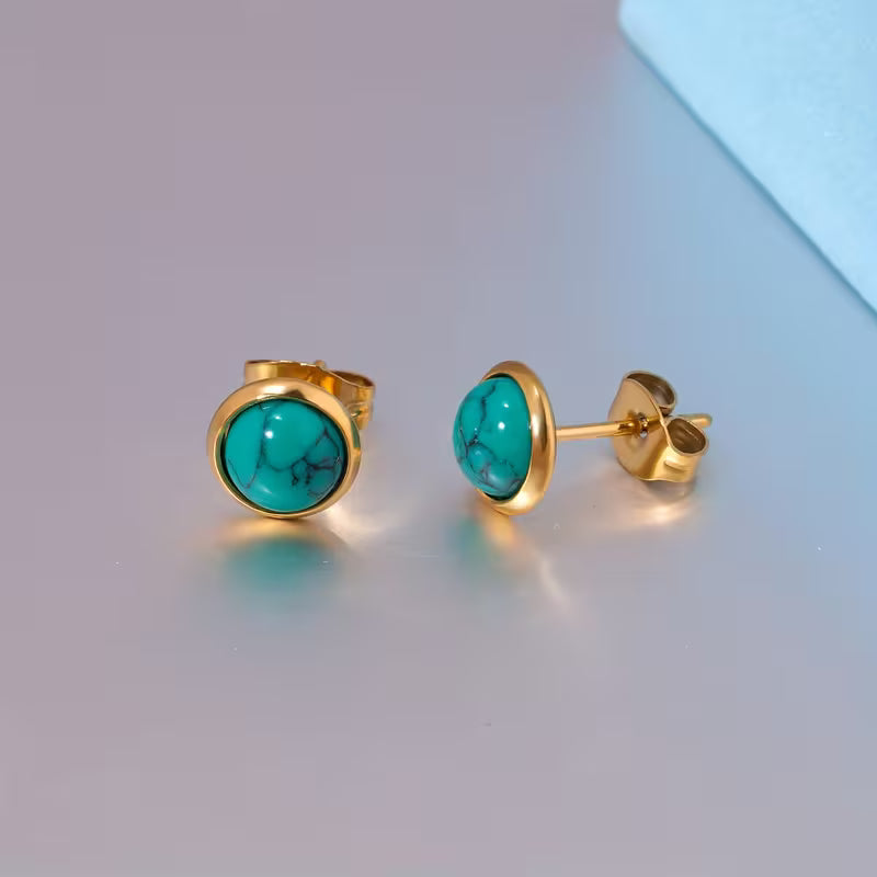 Round Stud Earrings Made of Stainless Steel