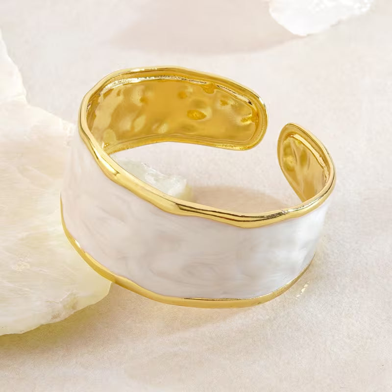 Hammered Enamel Open Bangle