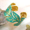 Stainless Steel Enamel Leaf Open Bangle