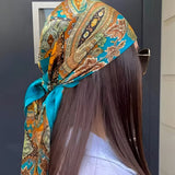Lake Blue Paisley Square Scarf
