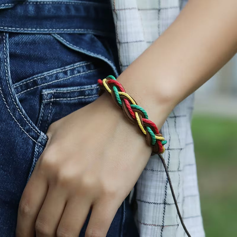 Vintage Colorful Three-Strand Woven Bracelet