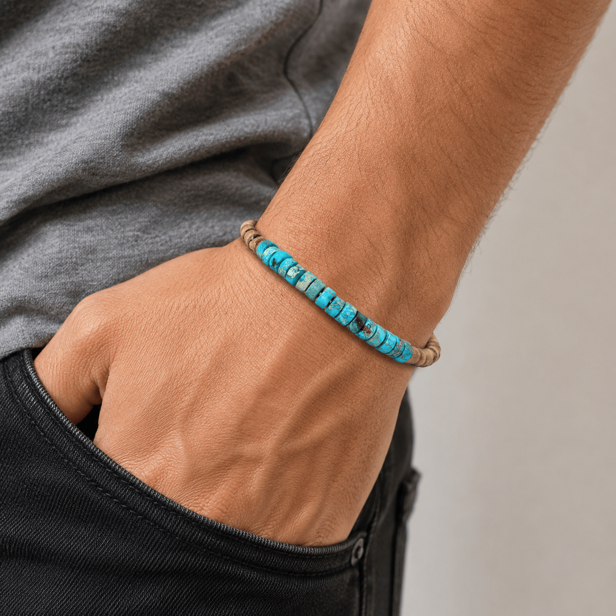 Wooden Bead Turquoise Bracelet