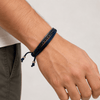 Gradient Blue & Black Braided Leather Bracelet